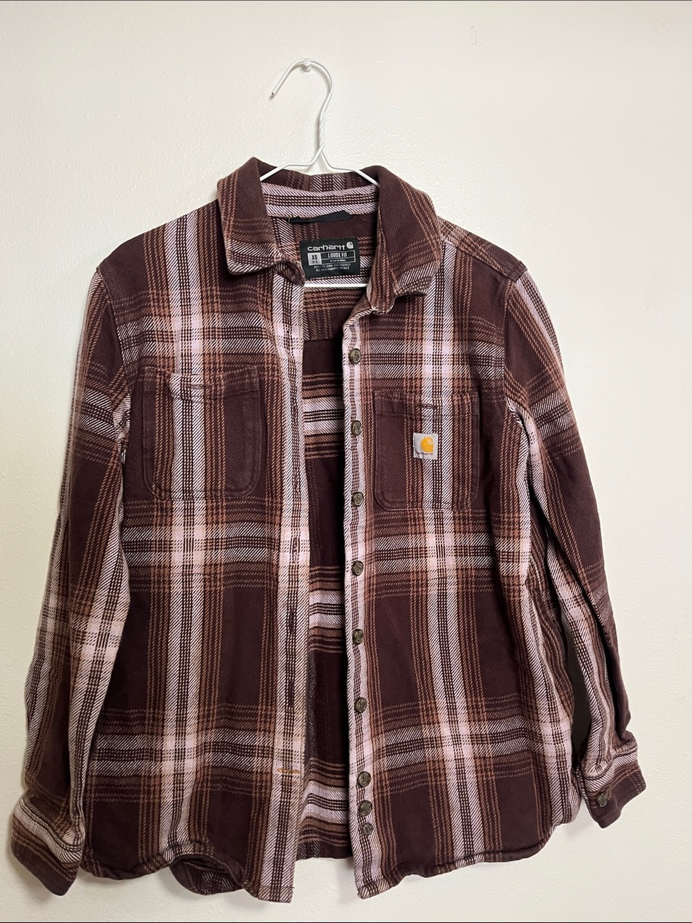 Carhartt Brown & Cream Plaid Lightweight Shirt Jacket